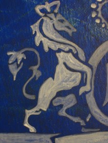 Some underpainting for the horse on the heraldic crest.